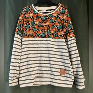Floral and Striped Sweatshirt